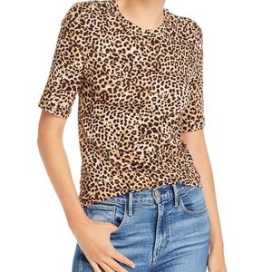 Enza Costa Leopard Print Jersey Stretch T Shirt sz S